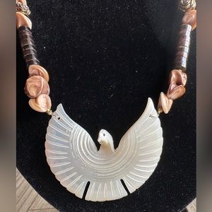 Vintage 1970’s Native American Hand-Carved Abalone Necklace